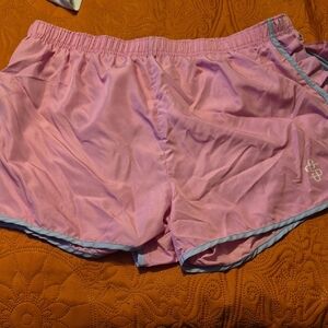 Simply Southern Pink Shorts with Light Blue Trim